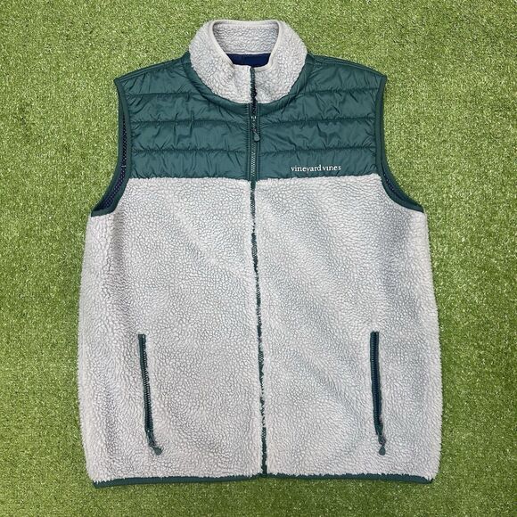 Vineyard Vines Other - Vineyard Vines Vest Mens Large Gray Green Hybrid  Puffer Fleece Full Zip
